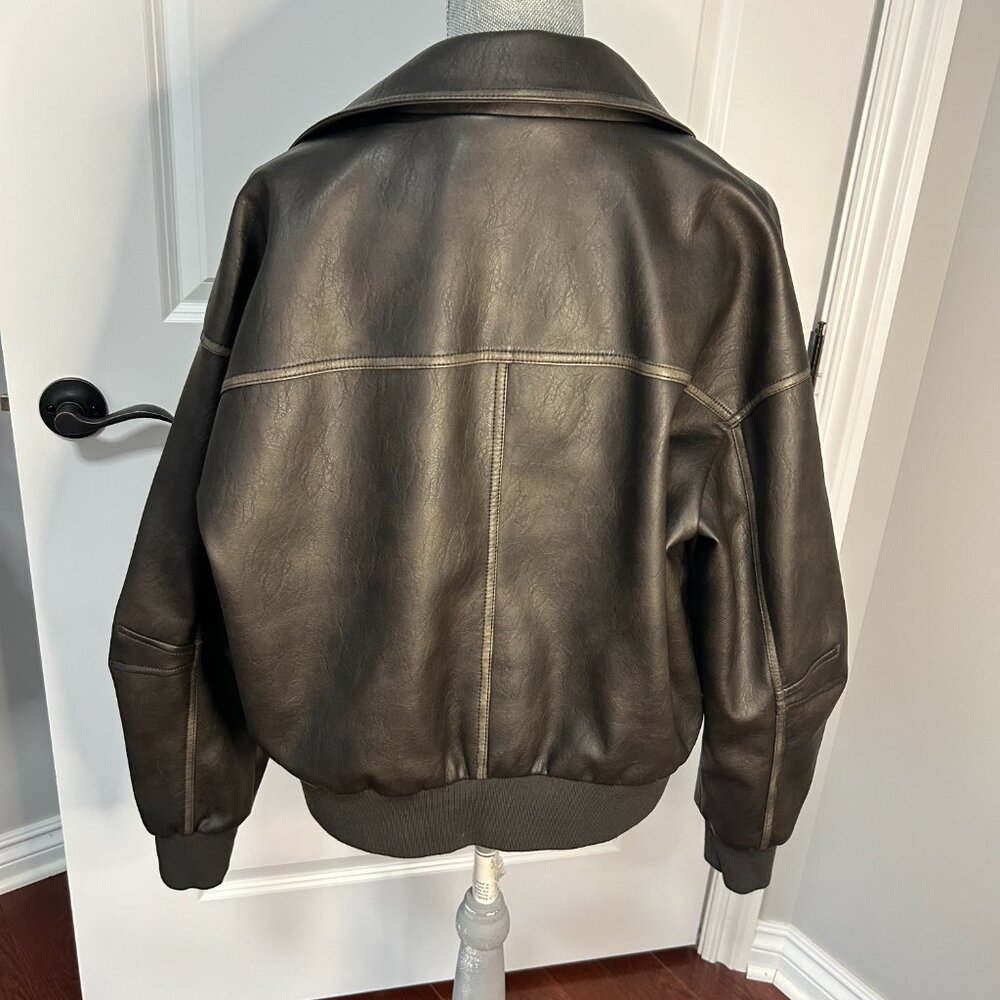 Garage Brown Faux Leather Jacket Size M NWOT - Picture 2 of 2